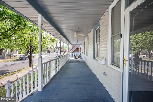 322-324 Washington Ave, Laurel Springs, NJ 08021 - wooden deck featuring covered porch and ceiling fan