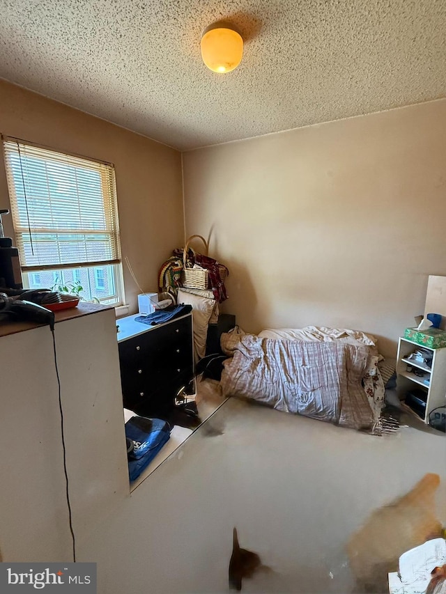 bedroom with a textured ceiling