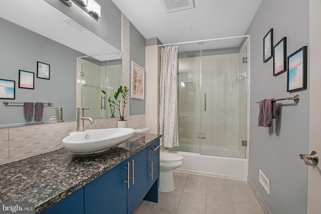929 Florida Ave NW Unit 2001, Washington, DC 20001 - full bath with vanity, shower / tub combo with curtain, toilet, tile patterned floors, and visible vents