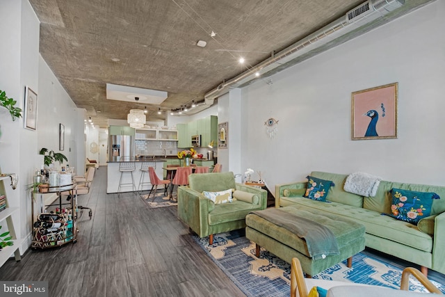 929 Florida Ave NW Unit 2001, Washington, DC 20001 - living area with rail lighting and dark wood finished floors