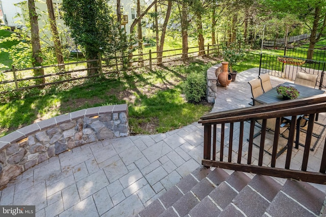 5985 Twin Branch Ct, Haymarket, VA 20169 - view of patio with a fenced backyard and outdoor dining space
