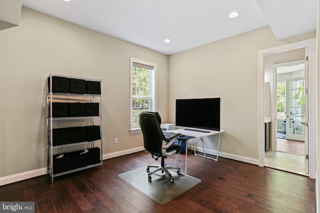 2204 Messina Ct, Eldersburg, MD 21784 - office with wood-type flooring, baseboards, and recessed lighting