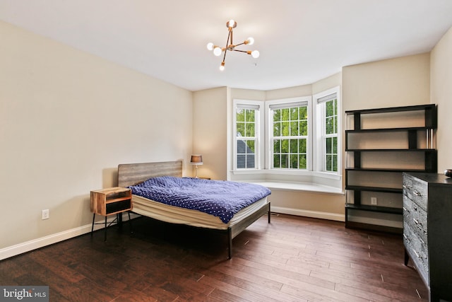 2204 Messina Ct, Eldersburg, MD 21784 - bedroom featuring a chandelier, hardwood / wood-style flooring, and baseboards