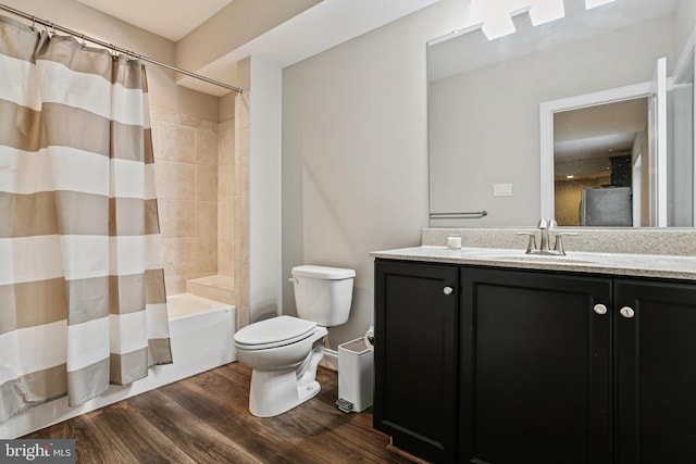 2204 Messina Ct, Eldersburg, MD 21784 - bathroom with toilet, wood finished floors, vanity, and shower / bath combination with curtain