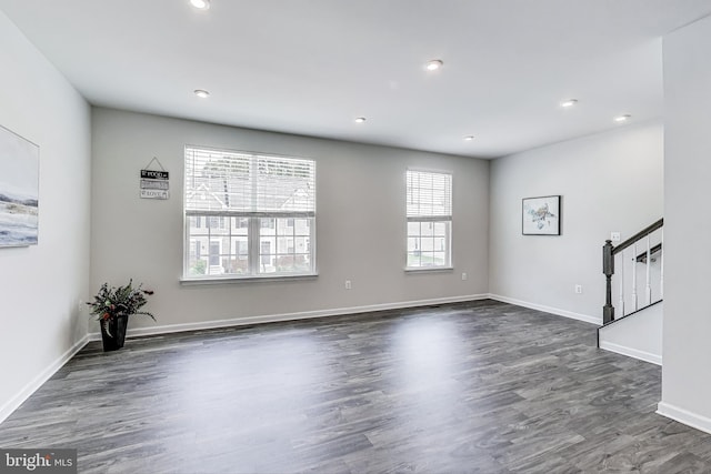 520 View Point Way, Fredericksburg, VA 22405 - spare room with stairway, dark wood finished floors, recessed lighting, and baseboards