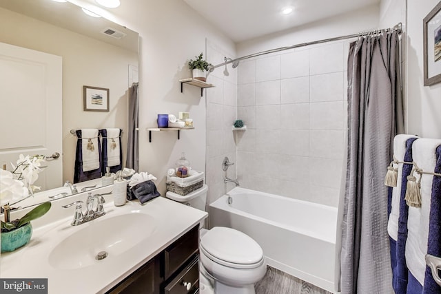 520 View Point Way, Fredericksburg, VA 22405 - full bathroom with vanity, toilet, shower / bath combo with shower curtain, and wood finished floors