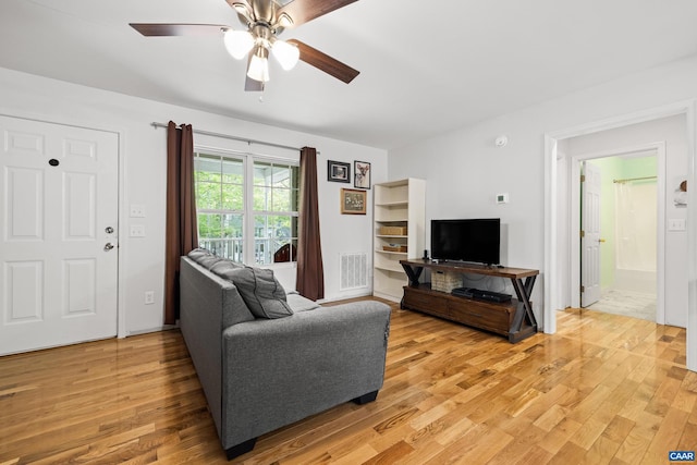 28 Begum Rd, Palmyra, VA 22963 - living room with ceiling fan, light wood finished floors, and visible vents