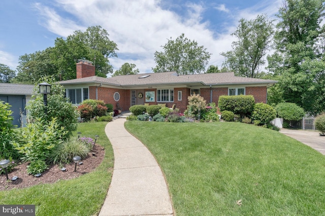 3305 Shirley Ln, Chevy Chase, MD 20815 - single story home with a front yard, brick siding, and a chimney