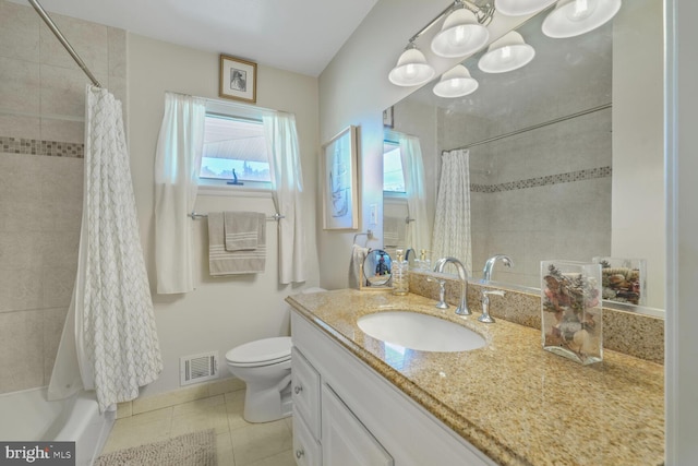 3305 Shirley Ln, Chevy Chase, MD 20815 - full bath with vanity, toilet, tile patterned floors, a chandelier, and shower / bath combo