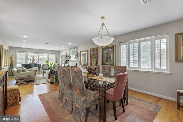 3305 Shirley Ln, Chevy Chase, MD 20815 - dining room featuring light wood-type flooring, baseboards, and recessed lighting