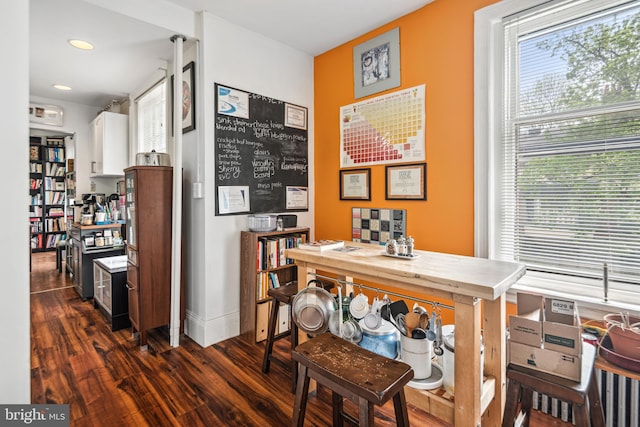 5217 Greene St, Philadelphia, PA 19144 - office area featuring recessed lighting, baseboards, and dark wood-style floors