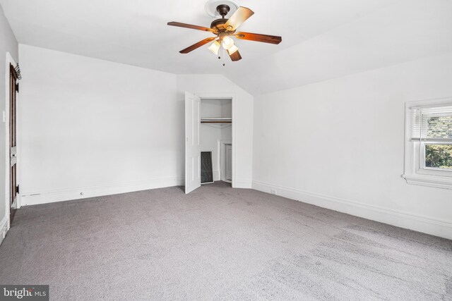 5217 Greene St, Philadelphia, PA 19144 - unfurnished bedroom with carpet floors, a ceiling fan, baseboards, and lofted ceiling