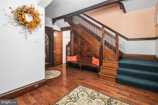 5217 Greene St, Philadelphia, PA 19144 - staircase with hardwood / wood-style flooring and lofted ceiling