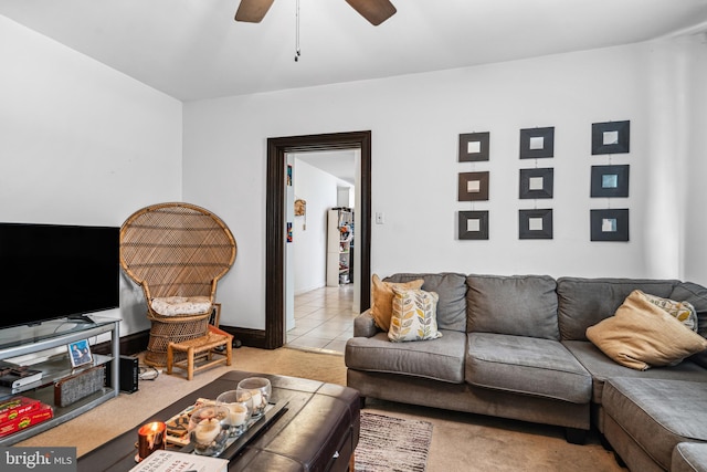 5217 Greene St, Philadelphia, PA 19144 - living room featuring carpet floors and a ceiling fan