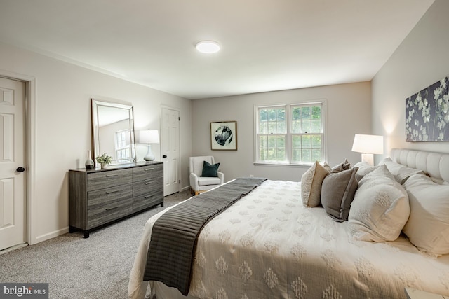 bedroom with baseboards and carpet flooring