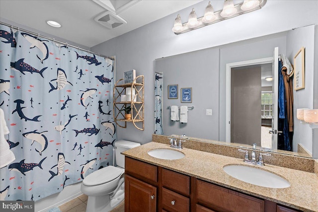 10 Warbler Ct, Stafford, VA 22554 - full bathroom with double vanity, toilet, tile patterned floors, and a sink