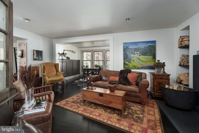 living room with wood finished floors