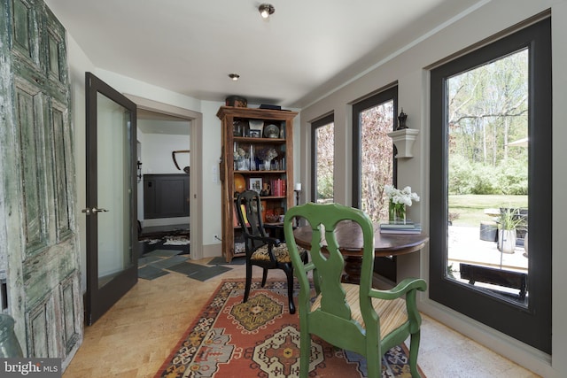 dining area featuring healthy amount of natural light and baseboards