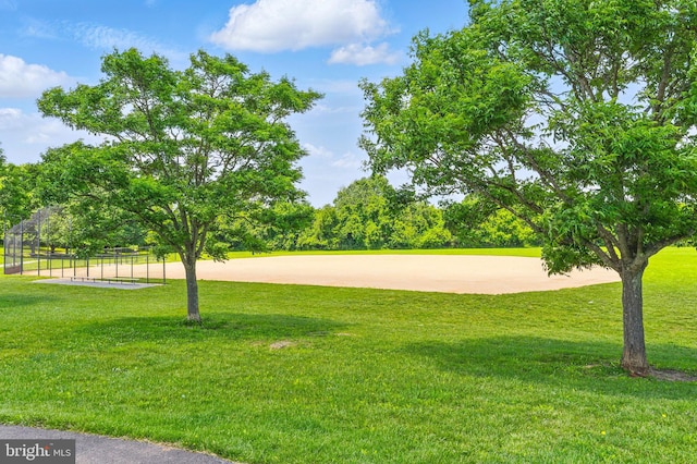 view of home's community with a yard