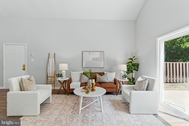 living area with wood finished floors