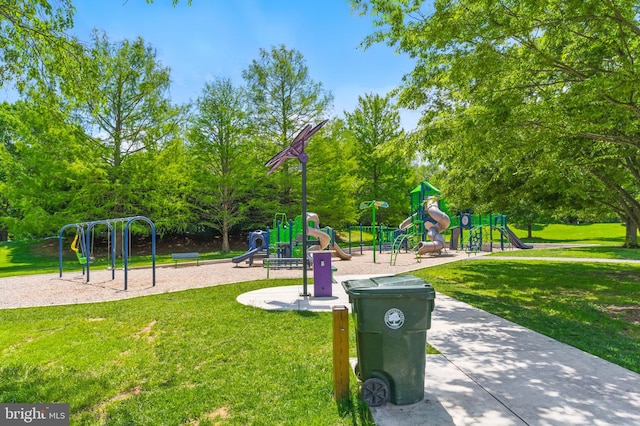 community playground with a lawn