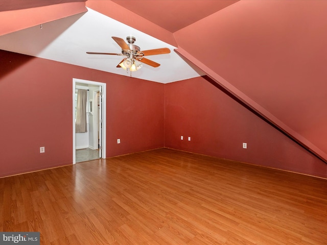 201 N 2nd St, Woodsboro, MD 21798 - bonus room featuring vaulted ceiling, a ceiling fan, light wood-style flooring, and baseboards