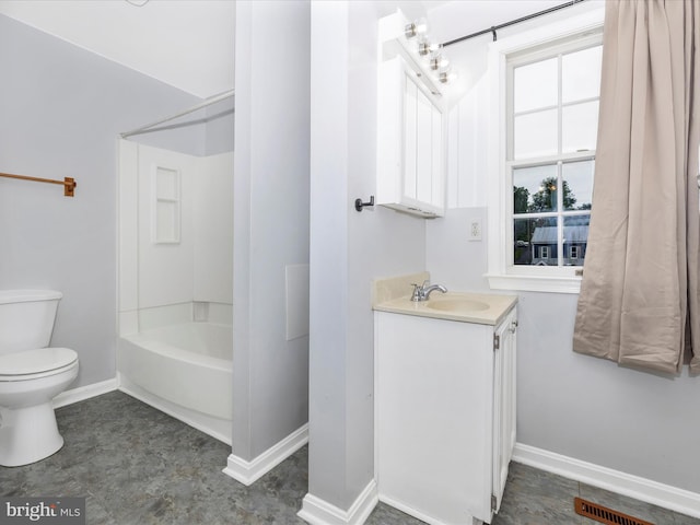 201 N 2nd St, Woodsboro, MD 21798 - bathroom with toilet, baseboards, vanity, and tub / shower combination