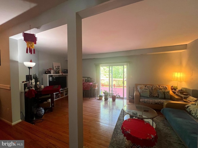 living area featuring wood finished floors