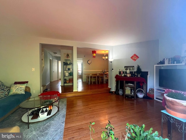 living room with wood finished floors