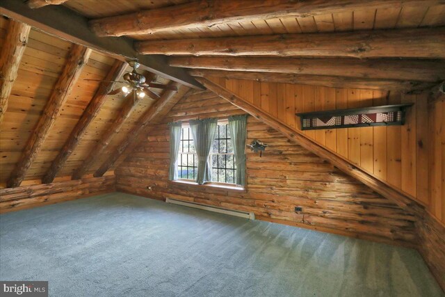 unfinished attic featuring a baseboard radiator