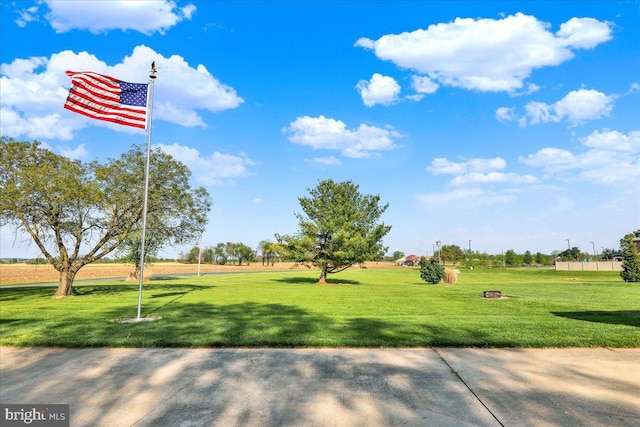 view of property's community with a yard