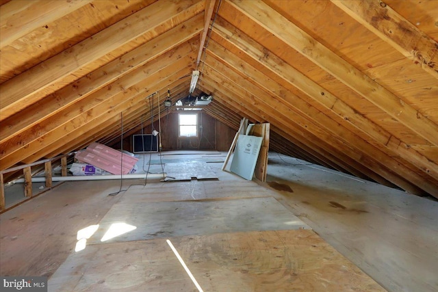 view of unfinished attic