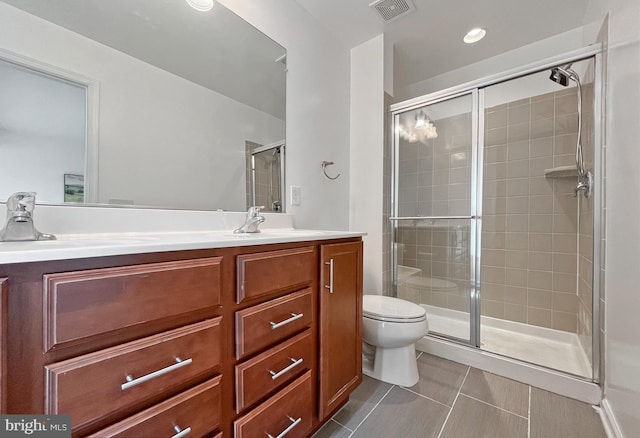 42667 New Dawn Ter, Brambleton, VA 20148 - bathroom with toilet, a stall shower, tile patterned flooring, and double vanity