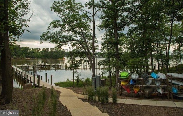 exterior space featuring a water view