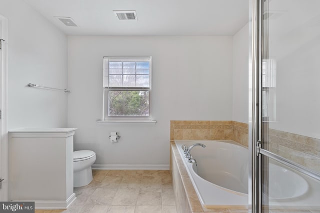 136 Roseville Ct, Boyce, VA 22620 - bathroom with toilet, baseboards, visible vents, and a garden tub
