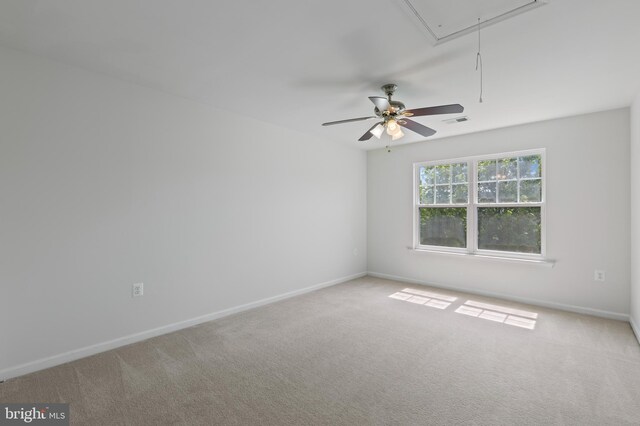 136 Roseville Ct, Boyce, VA 22620 - empty room featuring carpet flooring, a ceiling fan, baseboards, and attic access