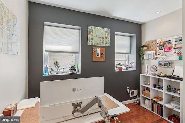 538 Moore St, Philadelphia, PA 19148 - office with a healthy amount of sunlight, baseboards, and wood finished floors