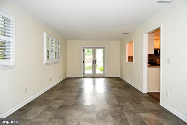 130 Great Lake Dr, Annapolis, MD 21403 - unfurnished room featuring french doors, baseboards, and stone finish flooring