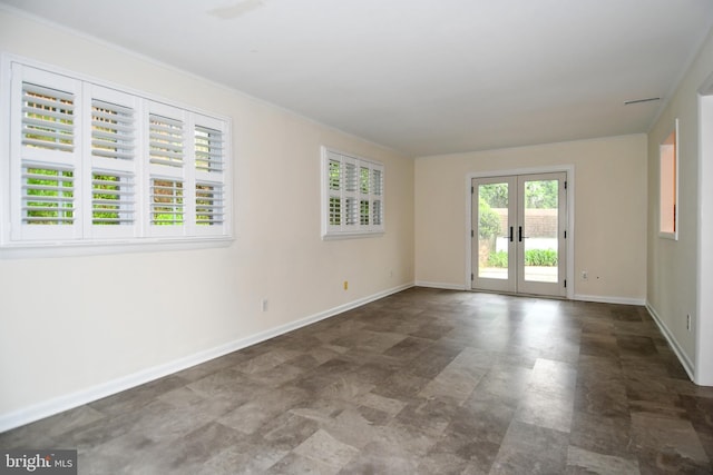 130 Great Lake Dr, Annapolis, MD 21403 - unfurnished room with french doors, baseboards, and crown molding