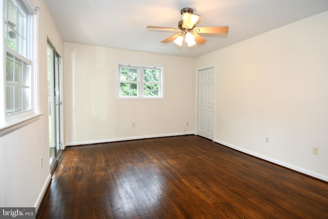 130 Great Lake Dr, Annapolis, MD 21403 - spare room featuring wood-type flooring, baseboards, and ceiling fan