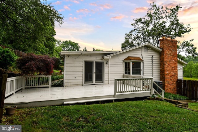 130 Great Lake Dr, Annapolis, MD 21403 - back of house featuring a deck and a chimney
