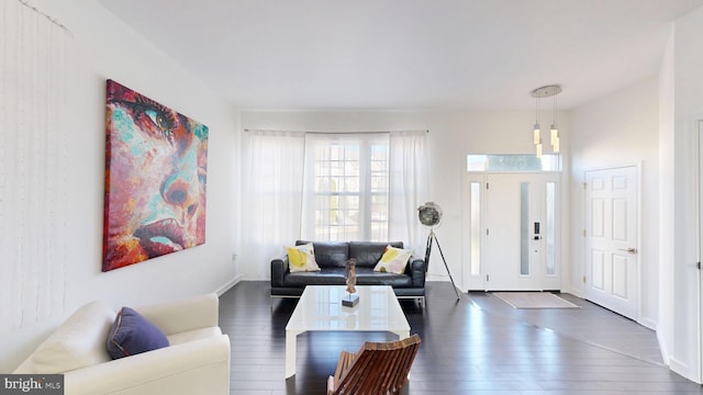 living area featuring hardwood / wood-style floors