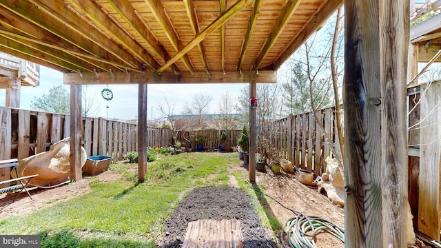 view of yard with a fenced backyard