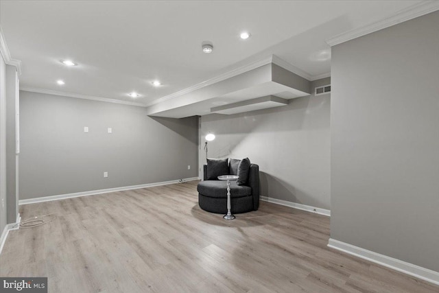 1301 Kelly Ct, Herndon, VA 20170 - sitting room with recessed lighting, wood finished floors, crown molding, and baseboards