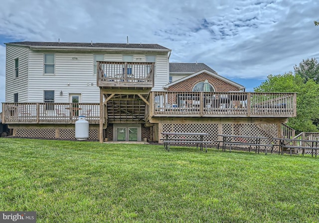 12439 Barnard Way SW, West Friendship, MD 21794 - rear view of property featuring a lawn and a deck