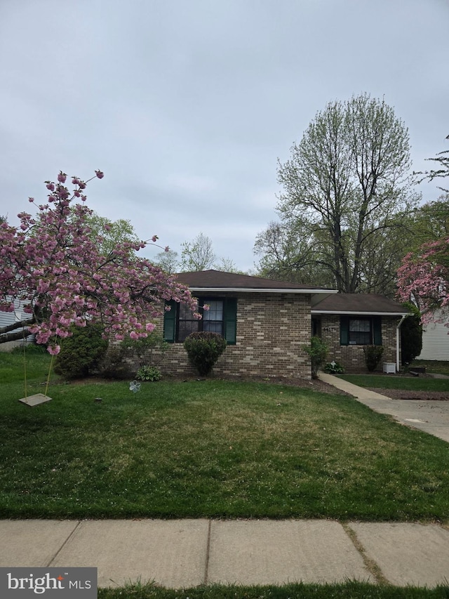 view of front of house with brick siding and a front yard