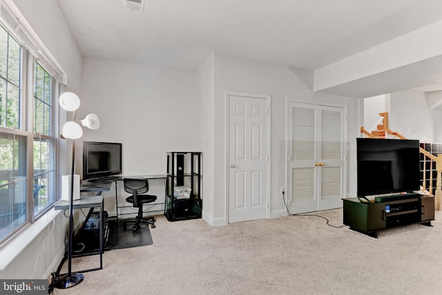 office area featuring carpet floors