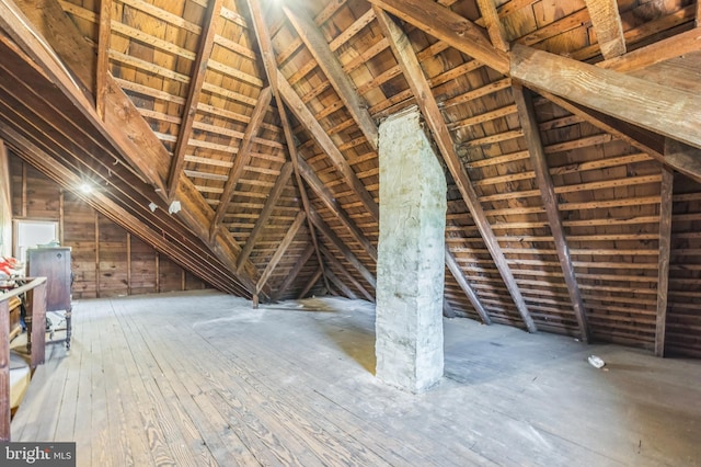 view of unfinished attic