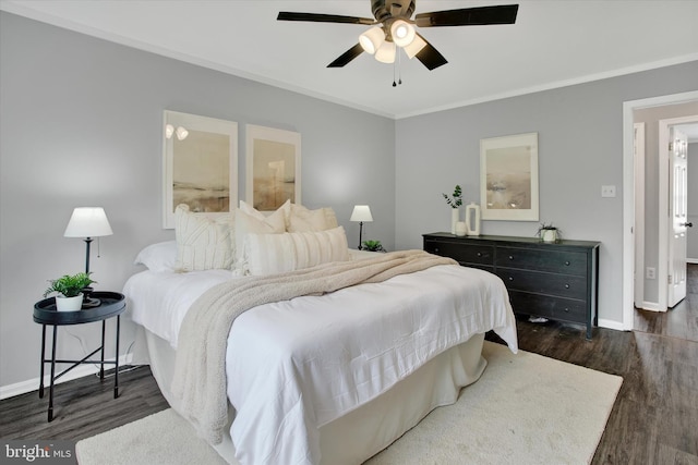 6608 Eaglewing Ln, Fort Washington, MD 20744 - bedroom featuring wood finished floors, baseboards, ornamental molding, and ceiling fan