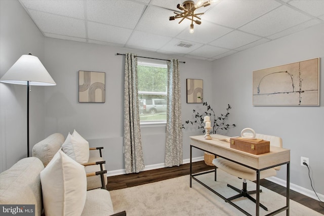 6608 Eaglewing Ln, Fort Washington, MD 20744 - office space with a drop ceiling, baseboards, and wood finished floors